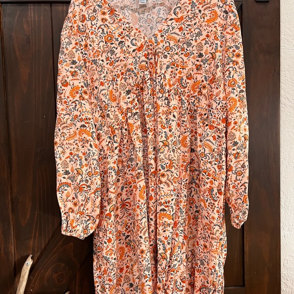 Old Navy Dresses & Skirts - Old Navy Orange Floral Long Sleeve Dress